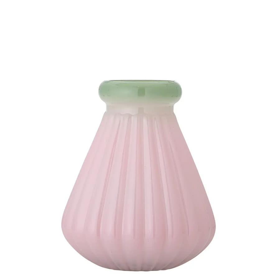 Bloomingville Glasvase Judith in Rosa mit geripptem Design, Höhe: 20 cm - Bild 1