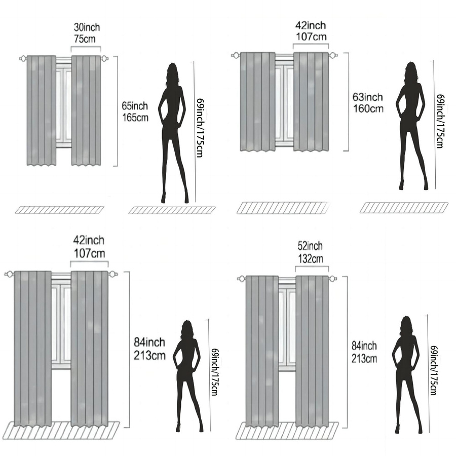 Yiran Furniture Vorhänge aus Polyester mit schwarz-weißem Streifenmuster, 2er-Set, semi-transparent, Breite: 60 cm, Höhe: 150 cm - Bild 2