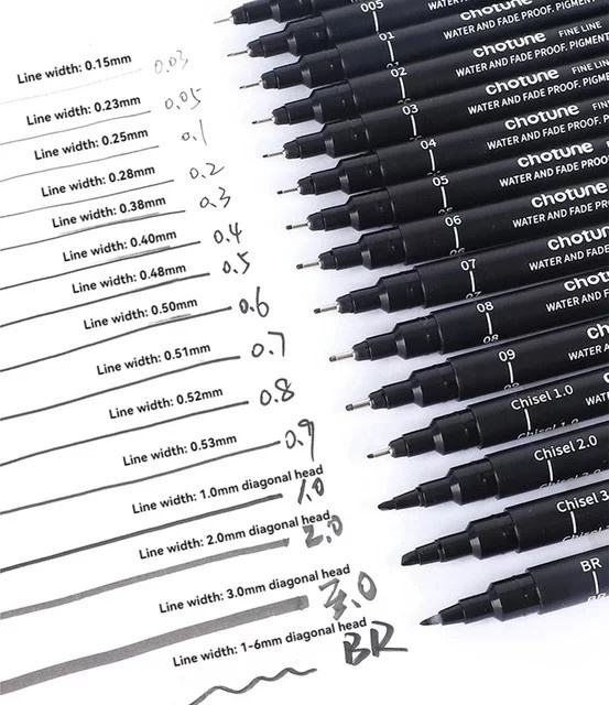 Schwarze Pigment-Mikrostift-Fineliner für Zeichner und Illustratoren zum Skizzieren von Anime und Manga - Bild 1