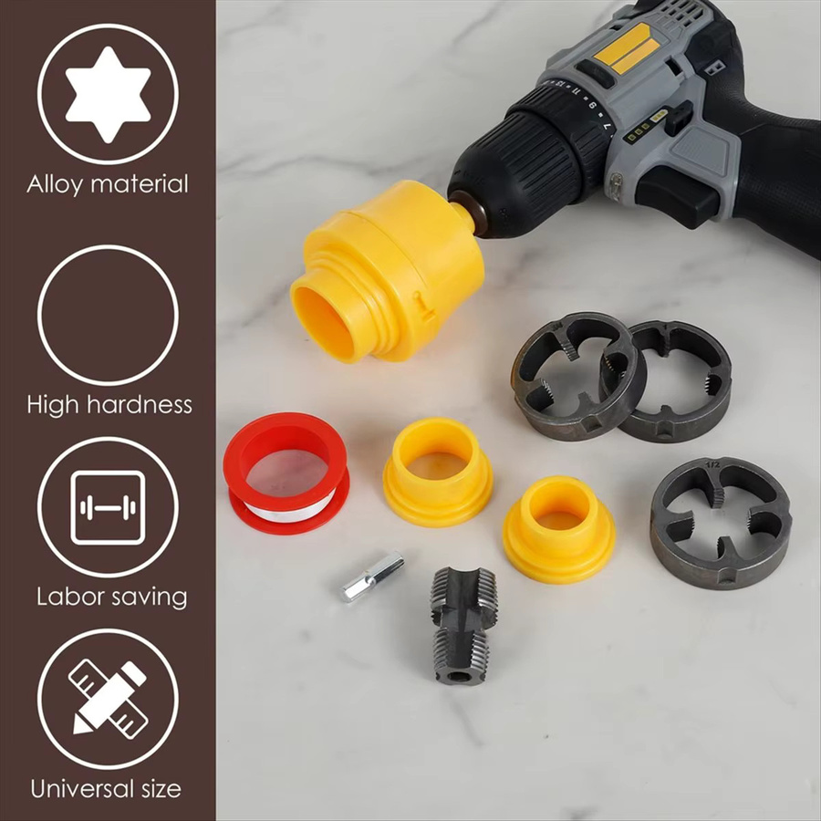 COFA PVC-Rohreinfädler-Set mit 3 Matrizen in Multicolor für Wasserrohr-Gewindebohrungen (1/2 Zoll, 3/4 Zoll, 1 Zoll) - Bild 2