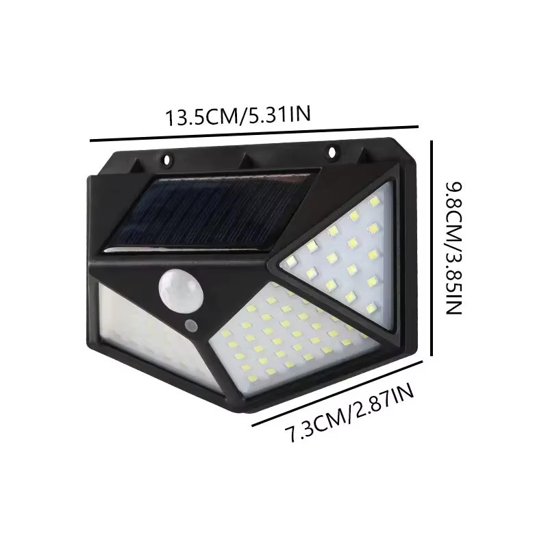 OLOEY Solarbetriebene Außenwandleuchte mit 100 LED und Bewegungsmelder, IP65 wasserdicht, Weiß, Rechteckig, B/T/H: 9,8 x 7,3 x 7,3 cm - Bild 6