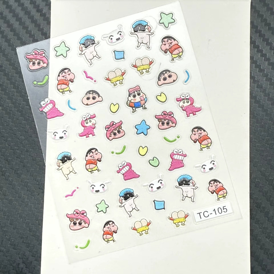Shinchan Crayon 5D Geprägte Nagelaufkleber, Glänzend, Unisex - Bild 2
