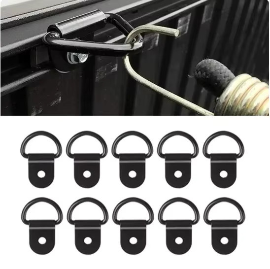 10 Stück schwere LKW-Ankerringe aus schwarzem Stahl mit V-Form für Ladeflächen und Anhänger - Bild 6