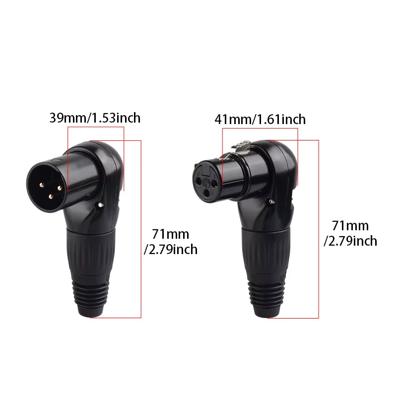 YYTCG XLR-Stecker 3-poliger Mikrofon-Stecker als Buchsenadapter in Schwarz mit 90-Grad-Kabelverbinder für Lautsprechersysteme - Bild 4