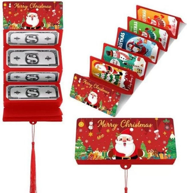 5er Set Clyine Weihnachtsgeldhalter und Grußkarten aus Papier in Rot und Blau für Weihnachten und Geburtstage - Bild 1