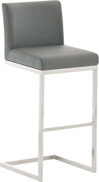 DELUKE Barhocker COBAS in Grau aus Kunstleder mit Lehne und Edelstahl-Gestell, B/T/H: 42 x 48 x 104 cm - Bild 1