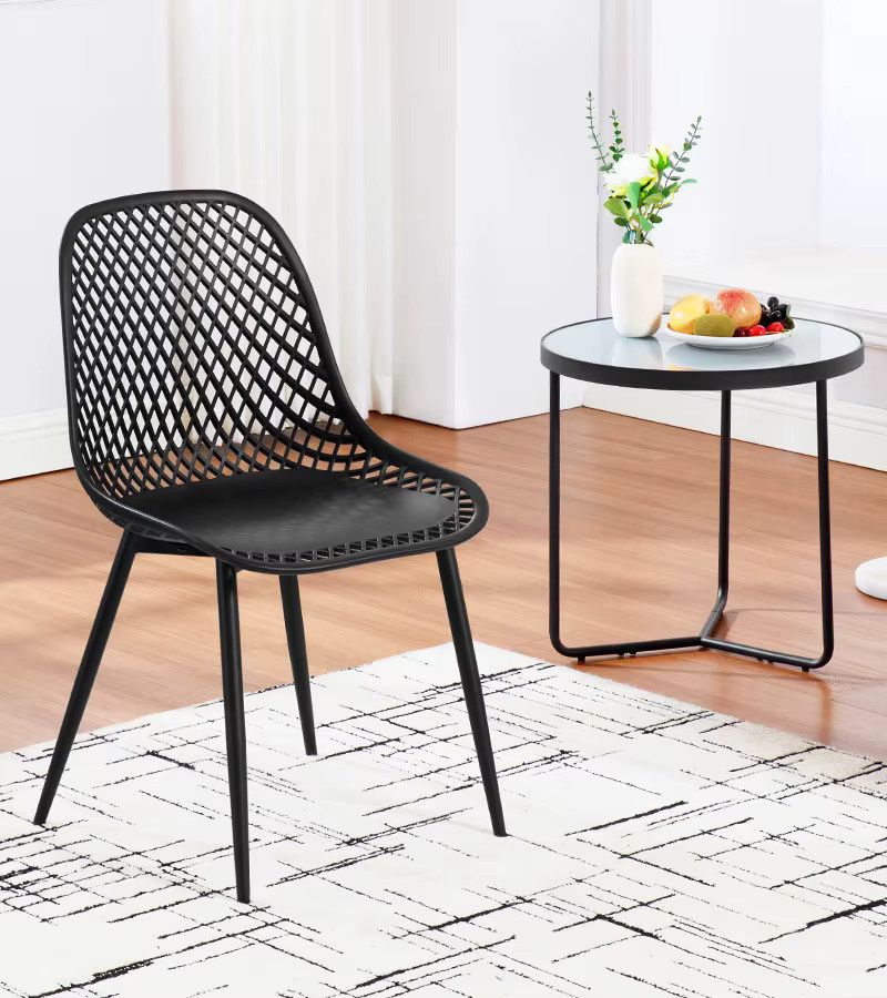 WOLTU 4er-Set Esszimmerstühle Muschel-Loungesessel im skandinavischen Design mit Metallbeinen, Grau/Schwarz - Bild 4