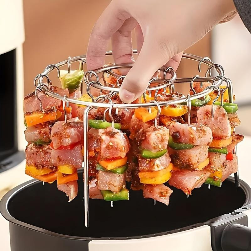Happypilot 25 Stück Edelstahl Vertikale Rundgrill-Spieße für Heißluftfritteusen in Silber - Bild 4