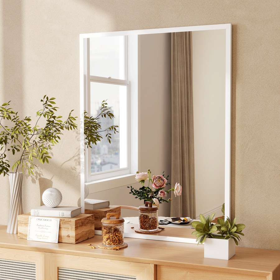 HOMCOM Wandspiegel Rechteckig Weiß B: 70 cm, H: 90 cm - Bild 2