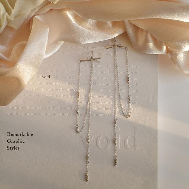 Ohrringe 925 Silber, Kreuz Quaste Tropfen, Zirkonia, Damen - Bild 1