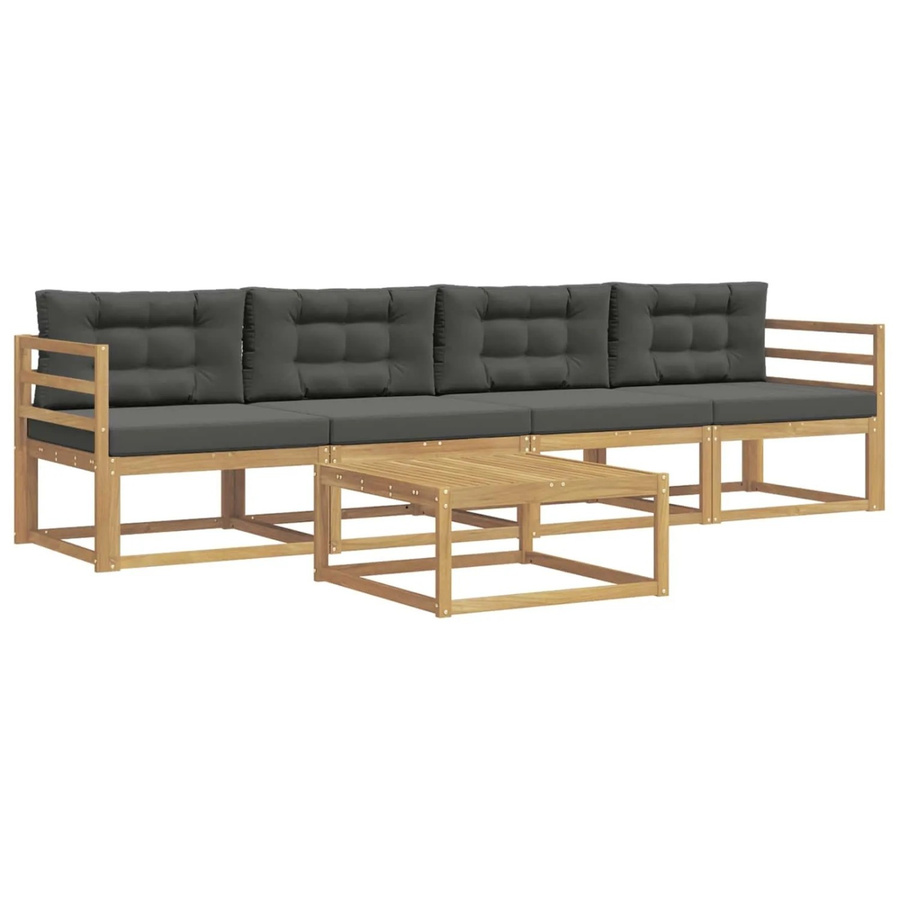 vidaXL Outdoor-Sofagarnitur aus Akazienholz mit 3-Sitzer-Sofa, Couchtisch und Kissen in Weiß und Anthrazit - Bild 2