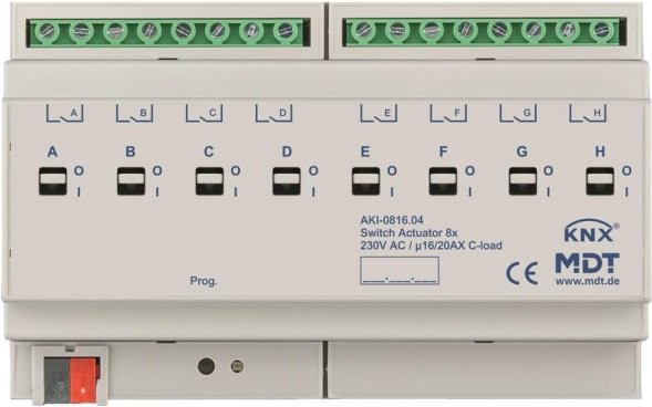 MDT Schaltaktor 8-fach 8TE REG AKI-0816.04 in Weiß - Bild 1