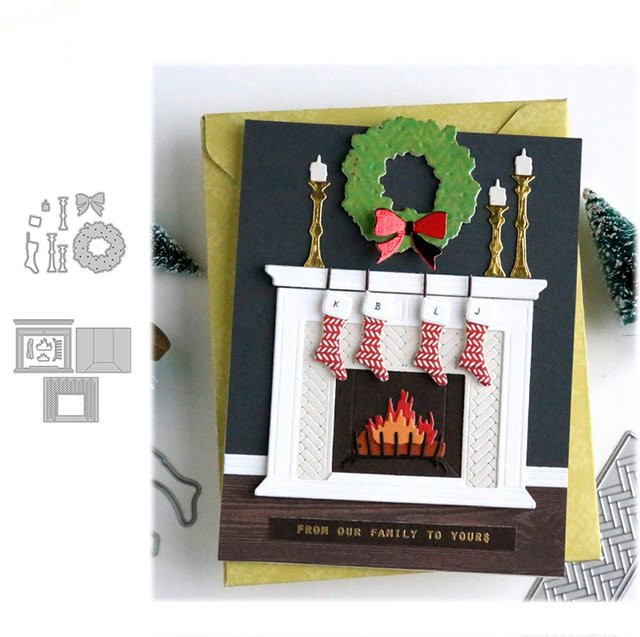 Metall Stanzform Kamin Rahmen für Weihnachts-DIY-Projekte, Scrapbooking und Bastelarbeiten - Bild 1