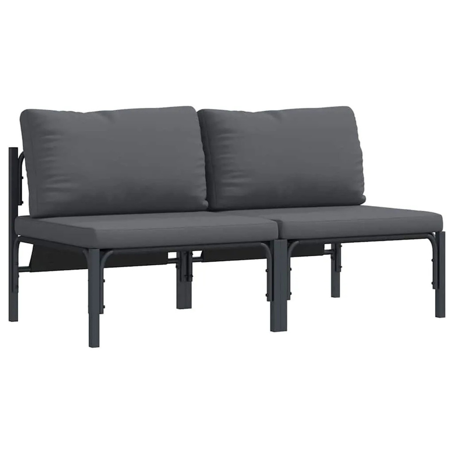vidaXL Gartenmöbel Set aus 2 Stühlen mit Polsterkissen in Anthrazit, Metallgestell, B/T/H: 80 x 80 x 71 cm - Bild 2