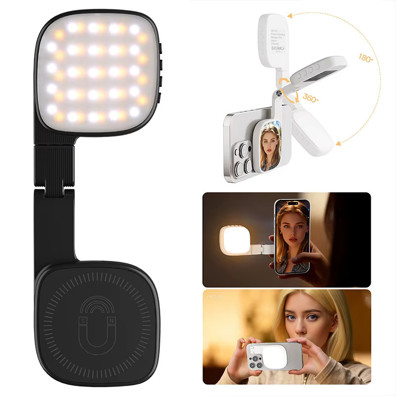 SZKOSTON Wiederaufladbare LED Selfie-Licht-Telefonleuchte für iPhone, ideal für Make-up, Live-Streaming und Konferenzen in Schwarz oder Weiß - Bild 6