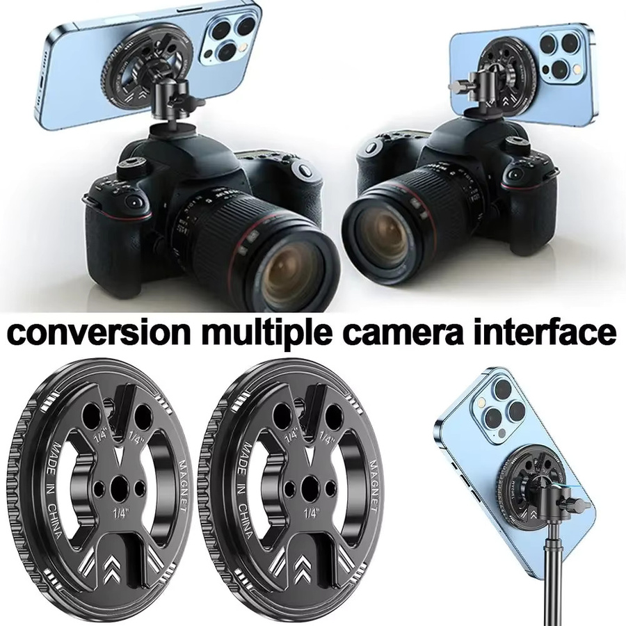 Magnetischer Telefon Stativ Halter Adapter mit 1/4 Zoll Gewinde in Schwarz - Bild 6