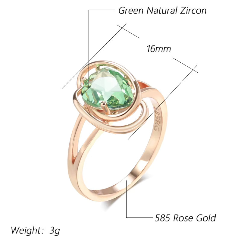 Wbmqda Ring, 585 Roségold, hellgrüner Stein, Zirkonia, Damen - Bild 2