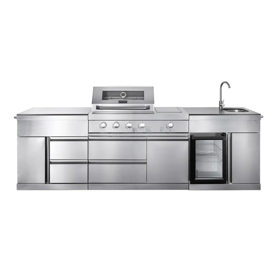 MyOutDoorKitchen Pure Freistehende Outdoorküche Plus aus Edelstahl und Sinterstein in Silber für Gas mit gerader Form - Bild 2