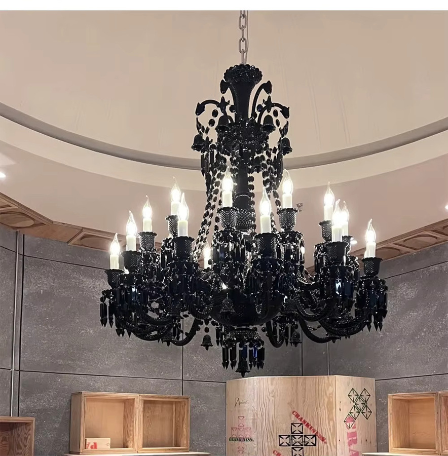 AL.HaffaR Kristall Kronleuchter in Schwarz für Wohnzimmer und Esszimmer - Bild 1