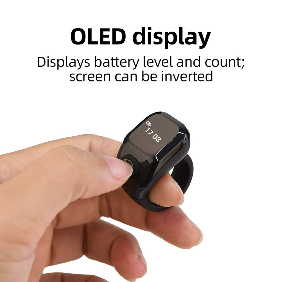 Gaqqee Drei-in-eins Bluetooth-APP-Ringzähler mit OLED-Display und Ringhalter in Schwarz - Bild 2