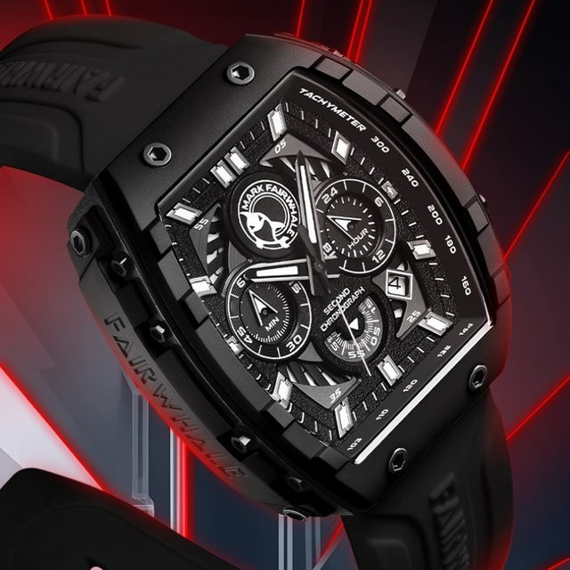 Mark Fairwhale Chronograph, Quarz, Tonneau, Weiß, Silikon, Herren - Bild 1