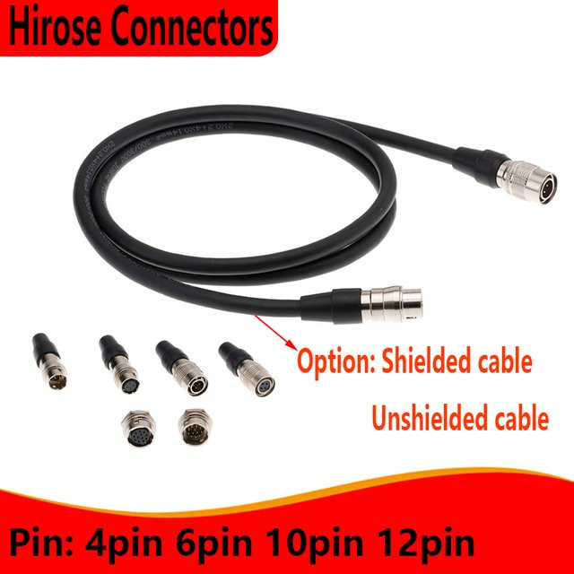 Hirose HR10A Kabel mit 4, 6, 10 oder 12 Polen, schwarz, abgeschirmter Ethernet/LAN Stecker für industrielle Sony CCD-Kameraobjektiv-Trigger und Basler GIGE AVT - Bild 1