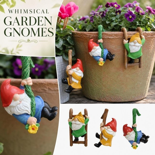 3-teiliges Zwergenfiguren-Set von FOXER in Rot und Multicolour als Miniaturdekoration für Blumentöpfe und Gartendekoration im Innen- und Außenbereich - Bild 1