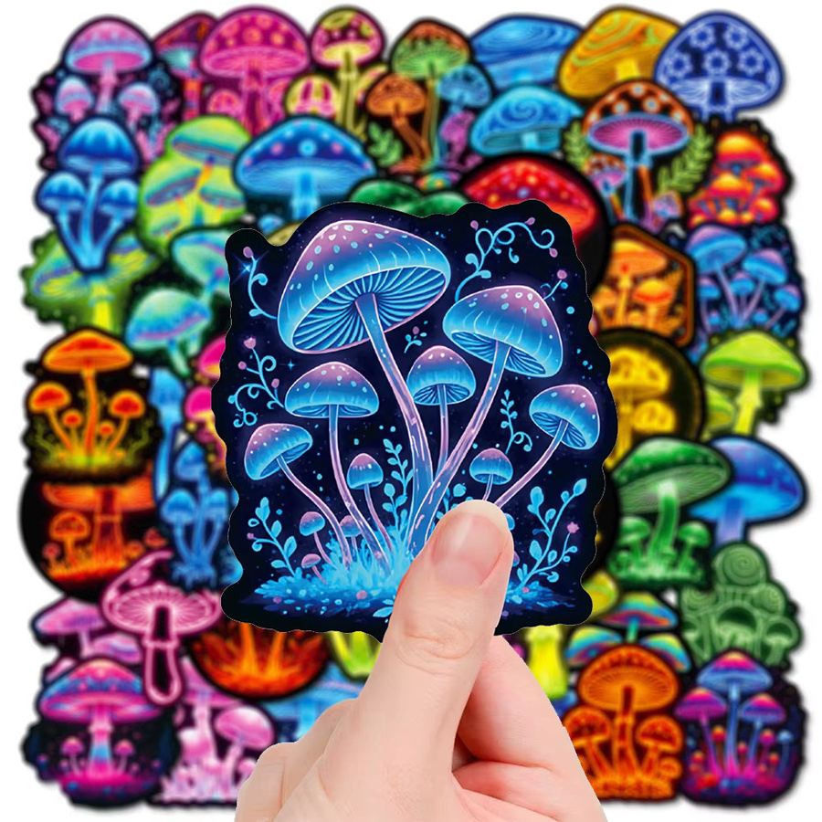 Rspctou Bunte Neon Pilz Aufkleber Wasserdichte Cartoon Graffiti Sticker für Laptop, Telefon und Kühlschrank, Mehrfarbig - Bild 3