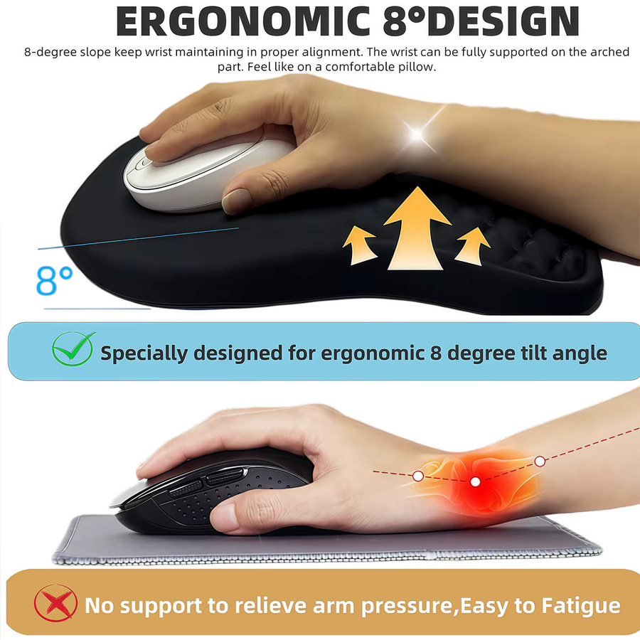 3er-Set Ergonomische Mauspads mit Handgelenkstütze aus Memory Foam in Pink - Bild 3