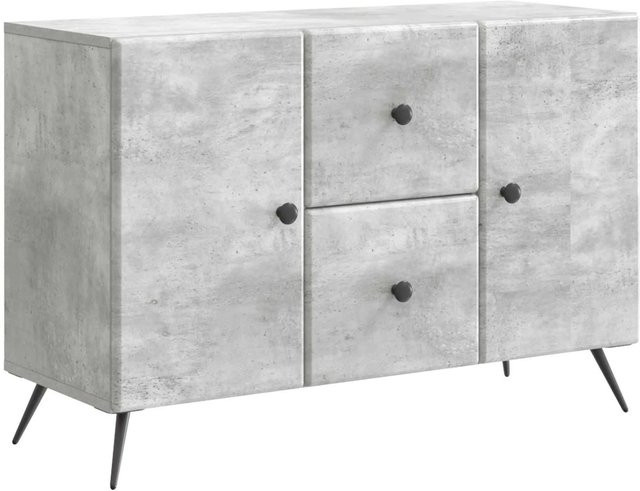 vidaXL Sideboard modern in Betongrau mit integrierter Beleuchtung, B/T/H: 89 x 34,5 x 60 cm - Bild 1