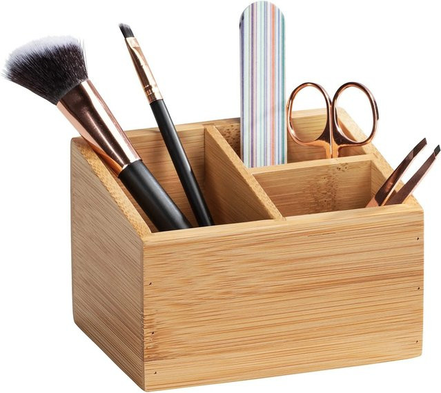 Wenko Bambus Organizer Terra in Braun mit 3 Fächern, B/T/H: 12 x 8,5 x 9 cm - Bild 1