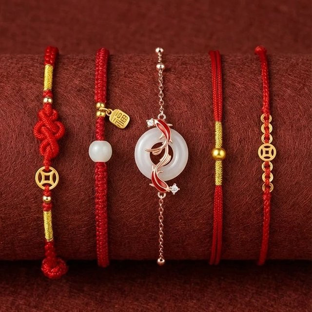 Rinhoo Armband, Rot, String, Unisex - Bild 1