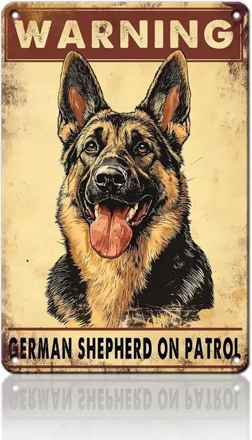 Potdemiel Vintage Metallblechschild Deutscher Schäferhund Warnschild zur Dekoration, Breite: 20 cm, Höhe: 30 cm - Bild 1