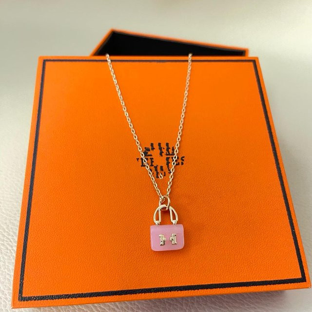 Halskette mit rosa Kristallanhänger, 18K, orange, Unisex - Bild 1