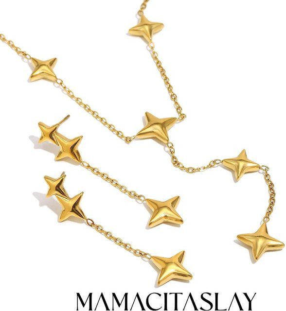 MamacitaSlay Schmuck-Set, Ohrringe und Halskette, Edelstahl, 18K vergoldet, Damen - Bild 1