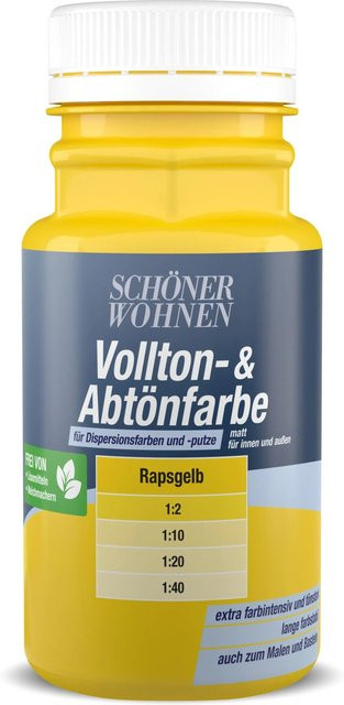 Schöner Wohnen Abtönfarbe Rapsgelb Matt, Wasserbasierte Dispersionsfarbe für Gipskarton, 0,125 l - Bild 1