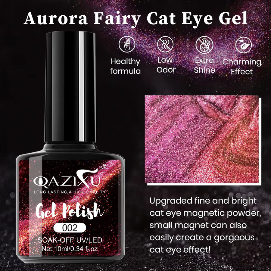 QAZIXU Aurora Cat Eye Gel Nagellack, 10 ml, Schimmernd - Bild 3