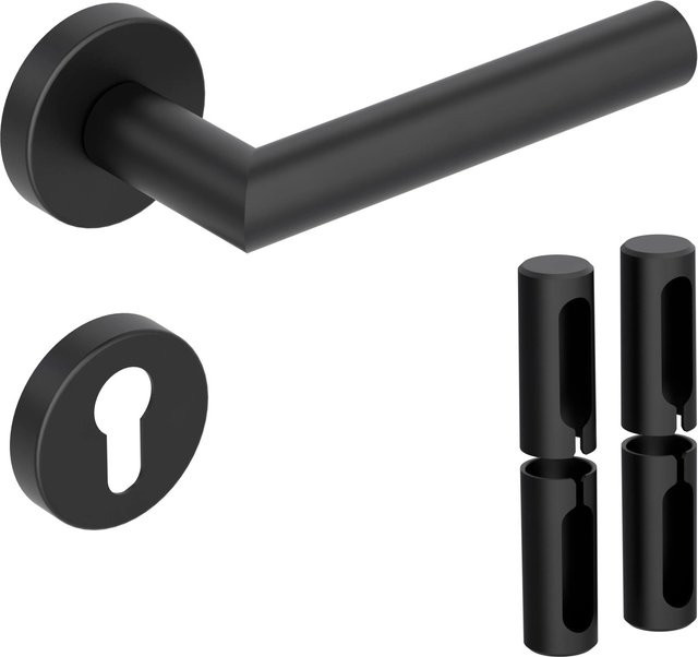NOVADOORS Türgriffgarnitur 120 Mattschwarz PVD Edelstahl B/H: 135 x 127 mm - Bild 1