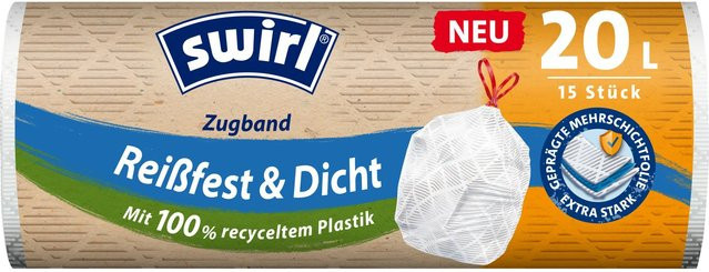 Swirl Zugband-Müllbeutel Weiß 20 Liter 15 Stück - Bild 1