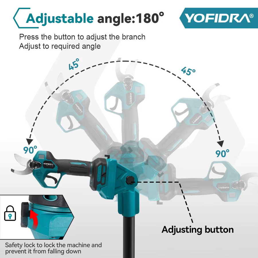 YOFIDRA Bürstenlose elektrische Kettensäge mit Teleskopstange und 30mm Astschere für Makita LXT Akku - Bild 3