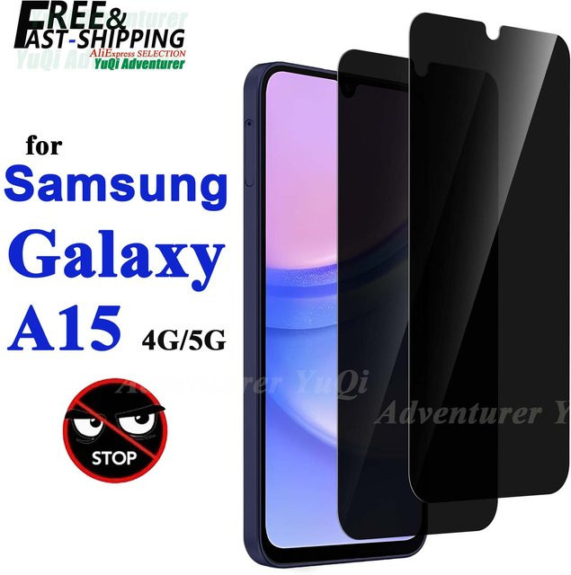 Samsung Galaxy A15 4G 5G Anti-Spionage Displayschutz aus gehärtetem Glas mit Sichtschutz und 9H Kratzfestigkeit - Bild 1