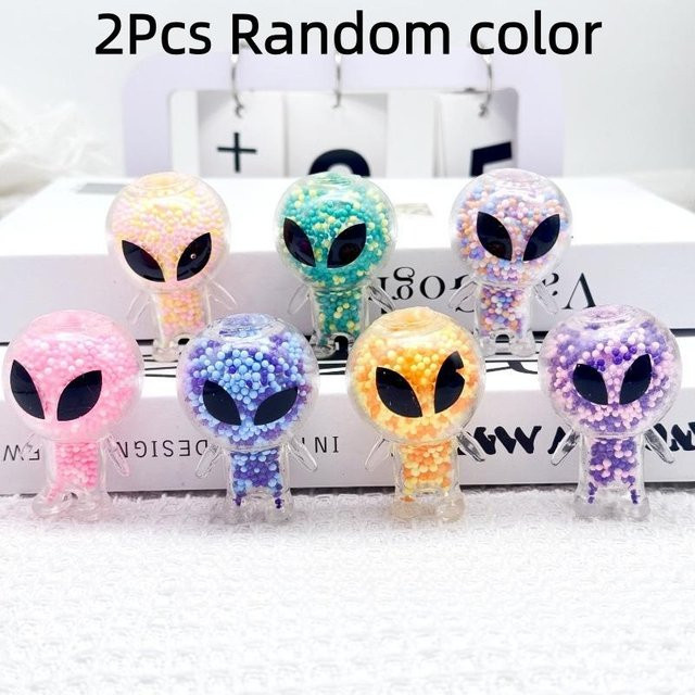 2 Stück Mini Squishy Alien, Quetschspielzeug, Weltraum Kreaturen Bälle - Bild 1