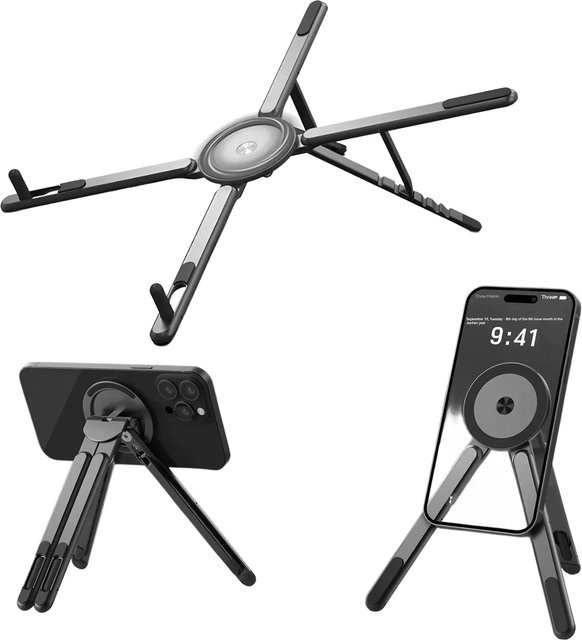 Amzwn Magnetischer ABS Telefon- und Laptop-Ständer in Grau mit 8-fach Höhenverstellung für iPad und Mobiltelefone - Bild 1