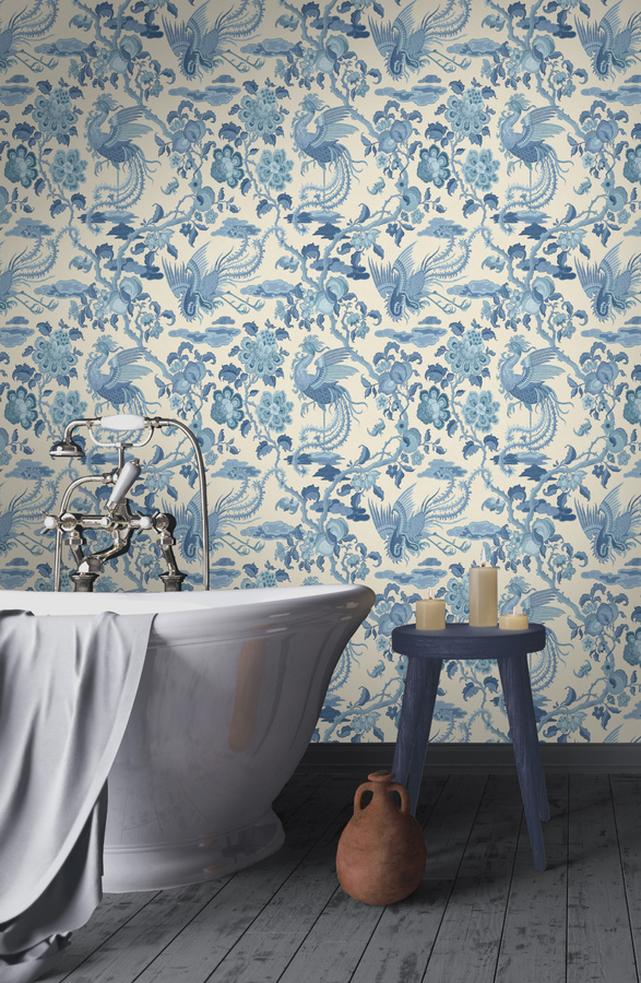 GP & J Baker Tapete Chifu Blue mit floralem und botanischem Muster in Vliesqualität - Bild 1