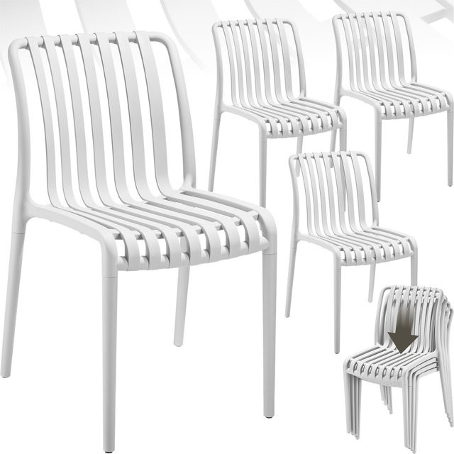 tectake Alcudia Gartenstühle 4er Set aus Polypropylen, wetterfest und UV-beständig, stapelbar, Creme, B/T/H: 47 x 58 x 80,5 cm - Bild 1