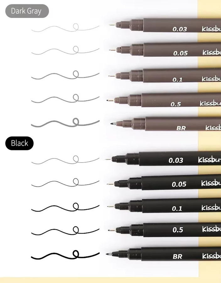 Micro Fineliner Art Kalligraphie-Stifte für Künstler zum Skizzieren mit wasserfester Tinte in Schwarz, Braun und Grau - Bild 4