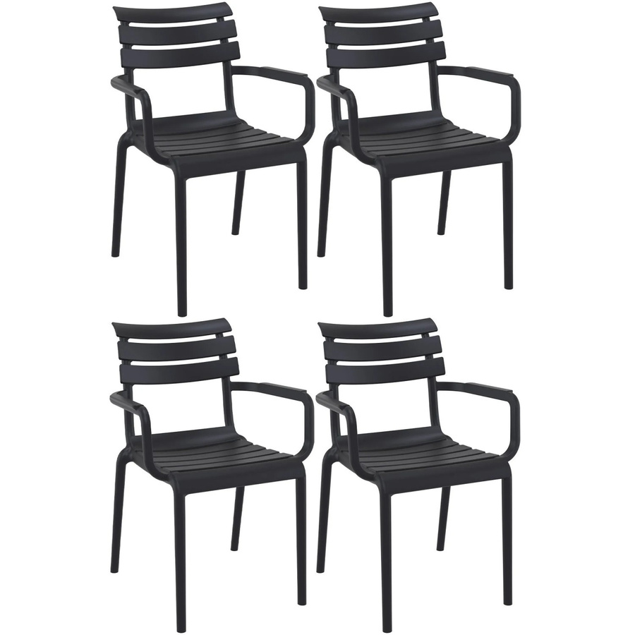 DELUKE Gartenstuhl LARS 4er Set Schwarz Matt, Stapelbare Loungestühle aus Polypropylen für Outdoor und Garten, B/T/H: 58 x 59 x 85 cm - Bild 2
