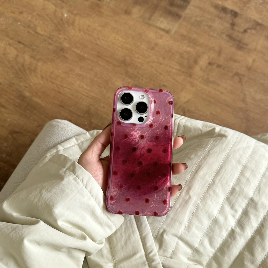 Schutzhülle mit Himbeerpulver-Wellenpunkt-Design und Glacial-Textur für iPhone 12, 13, 14, 15, 16 in Pink - Bild 2