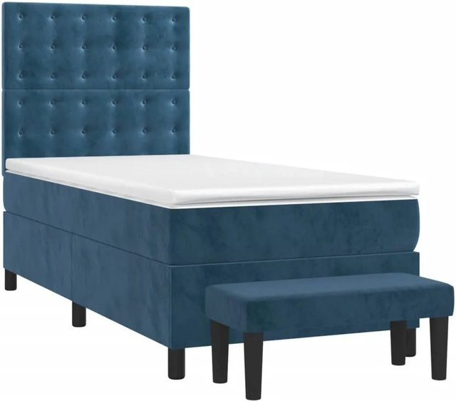 vidaXL Boxspringbett mit Matratze Dunkelblau Samt Hybrid-Design B/T/H: 80 x 200 x 30 cm - Bild 1