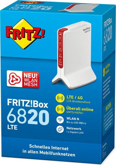 AVM FRITZ!Box 6820 LTE Wireless Router mit Wi-Fi und WWAN in Weiß und Rot - Bild 1